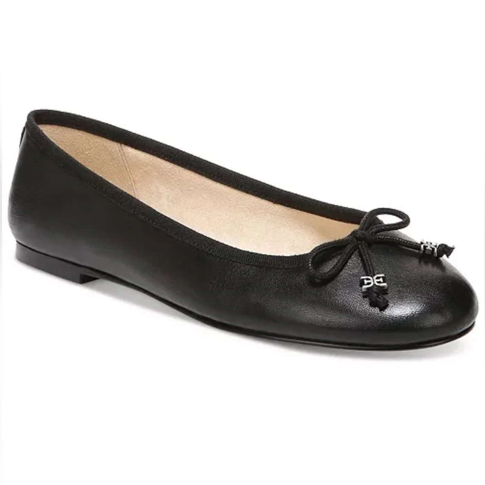 SAM EDELMAN Felicia Luxe Flat Black Leather, size 9Wide - Picture 1 of 12